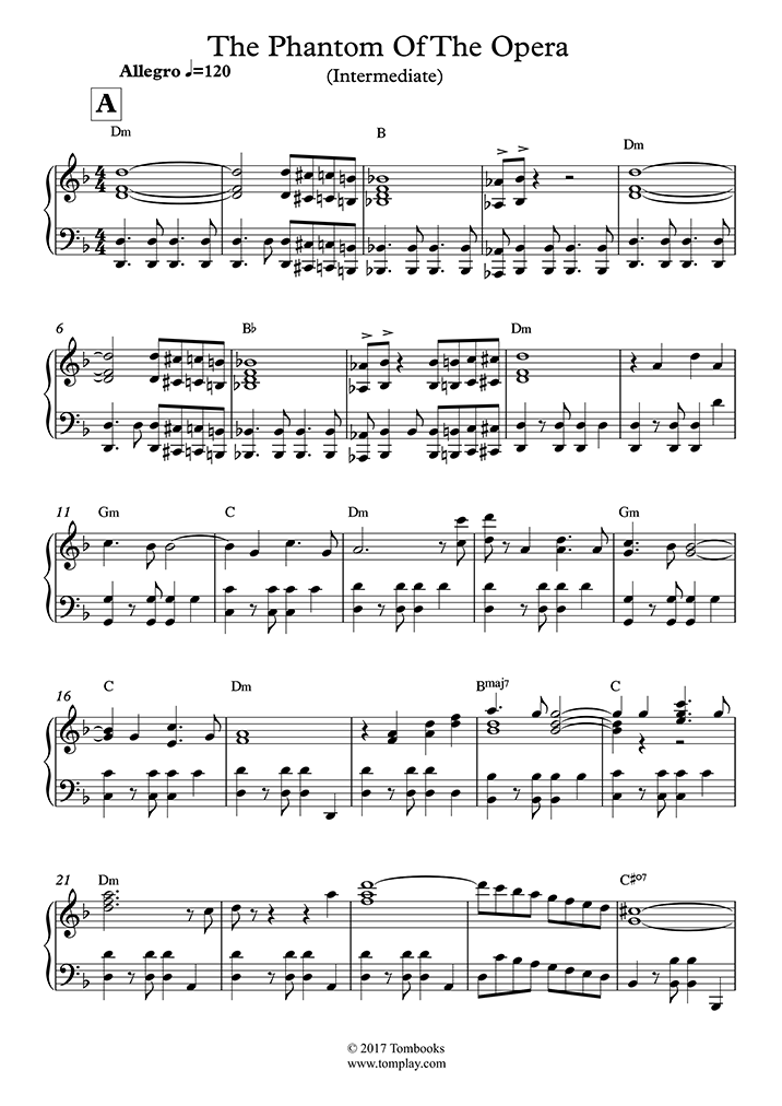 Phantom Of The Opera Overture Piano Sheet Music Pdf The Phantom Of